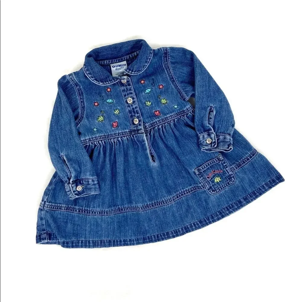 Oshkosh B’Gosh Vintage Long Sleeve Denim Dress 18M